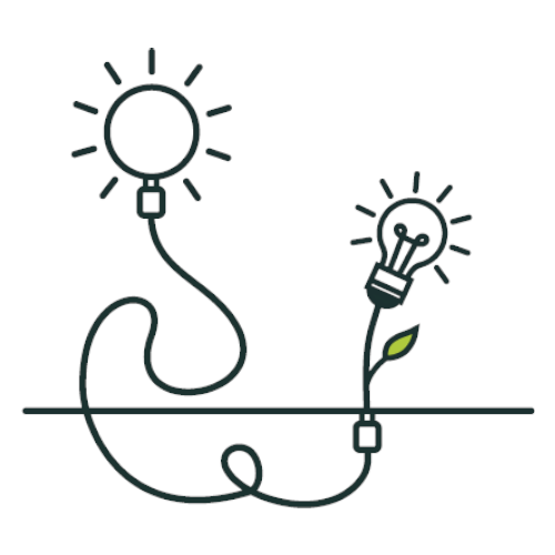 Sun plugged into lightbulb plant doodle